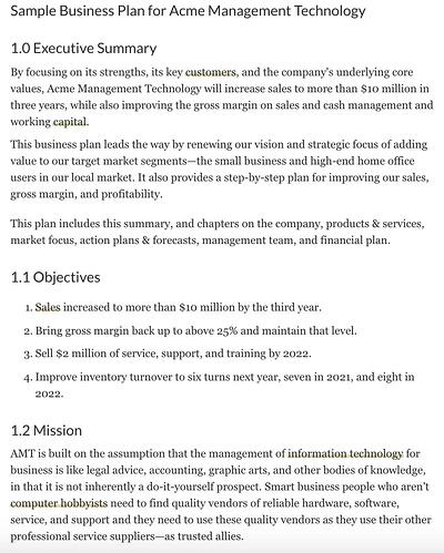 role of the owner business plan sample